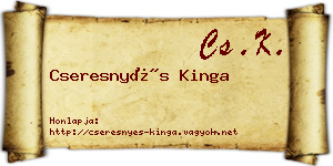 Cseresnyés Kinga névjegykártya